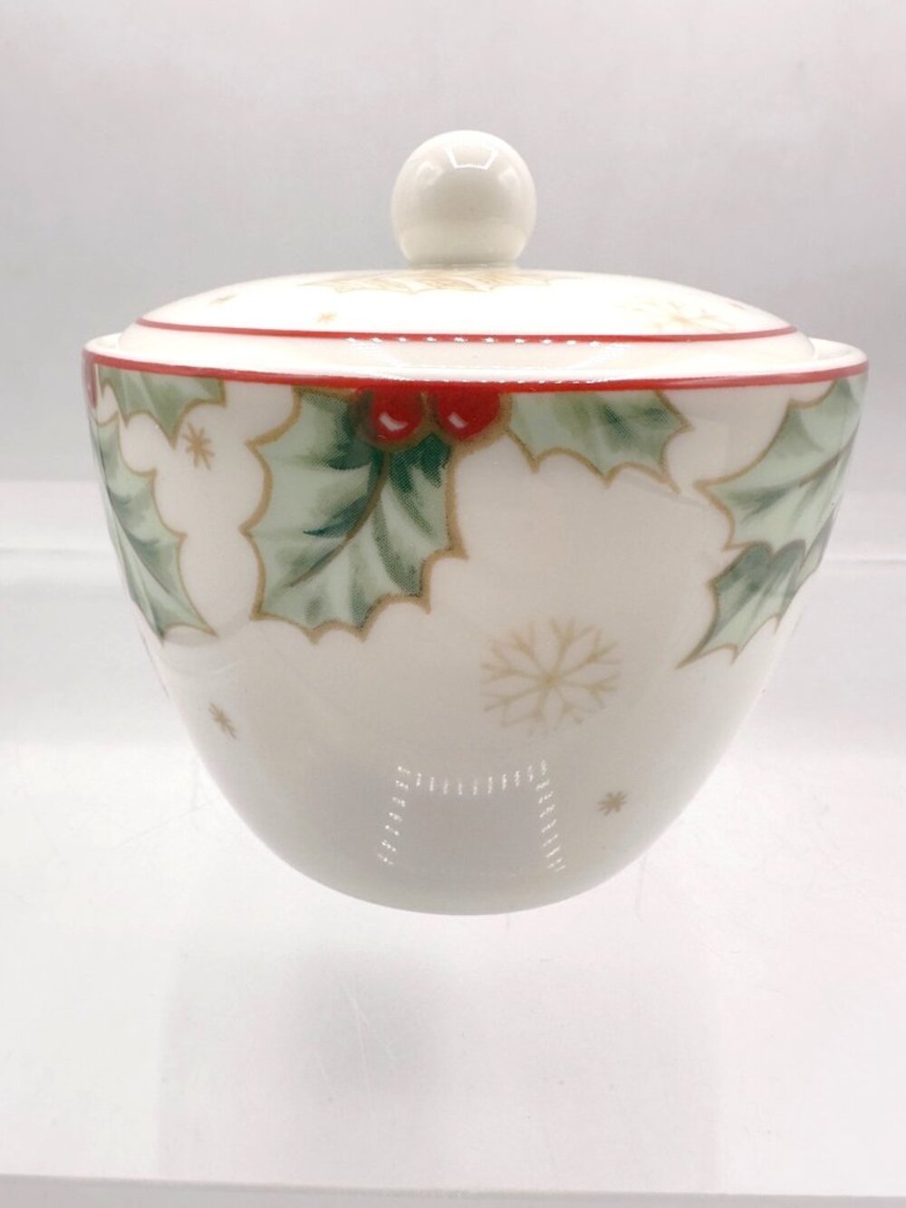 Lenox Treasured Traditions Sugar Bowl 801026 Holly Christmas w Lid Box - Picture 4 of 12